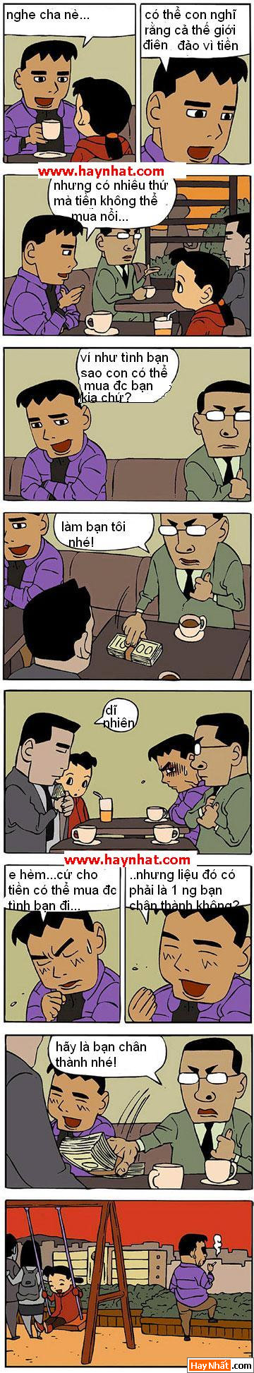 Dạy con, Con cái, Cha mẹ, Tiền, Tình bạn, Truyện tranh vui