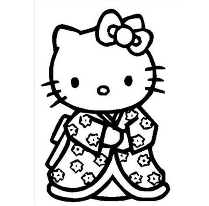 tranh tô màu hello kitty