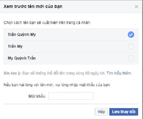 đổi tên Facebook trên máy tính và điện thoại