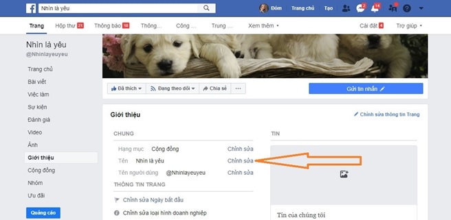 đổi tên fanpage facebook