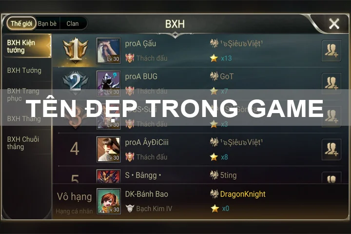 tên đẹp trong game